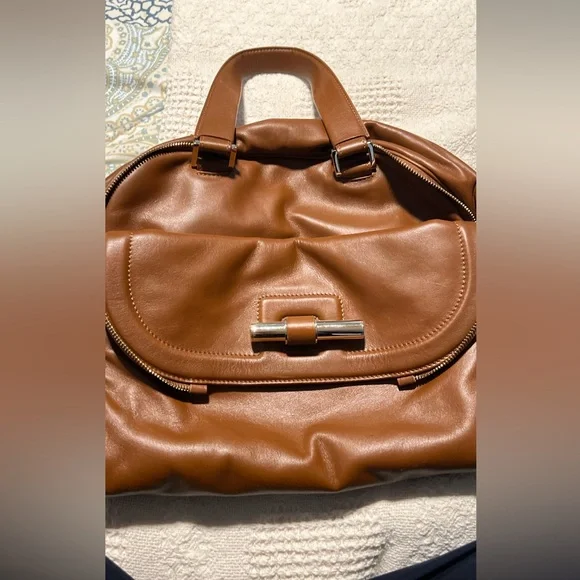 JIMMY CHOO Justine Handbag/Tote Brown/Tan Leather Shoulder Bag - Picture 3 of 16